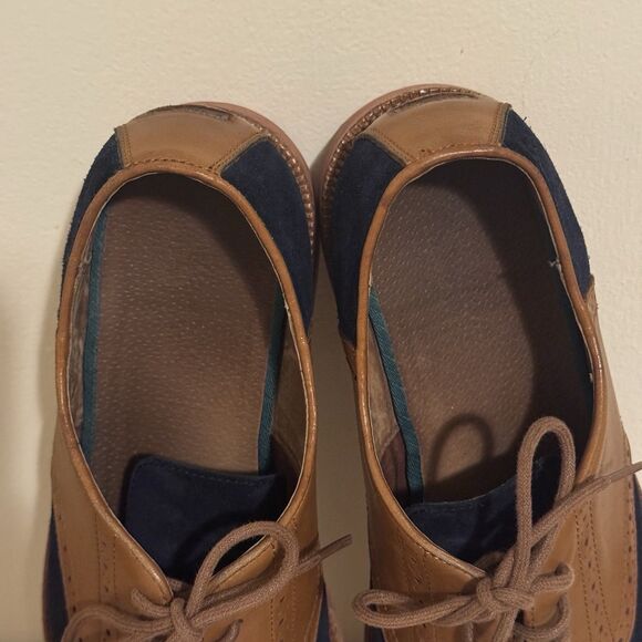 Polo Ralph Lauren Torrington Saddle Shoes Oxford Tan Leather Blue Suede Mens 11D main image 6